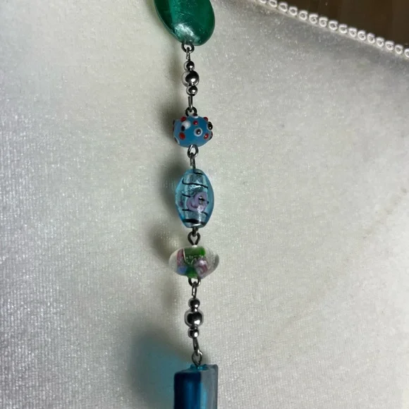 Women’s Multi-Color Beaded Necklace Set — Purple, Turquoise, Cream, Gold Accents - Picture 7 of 11